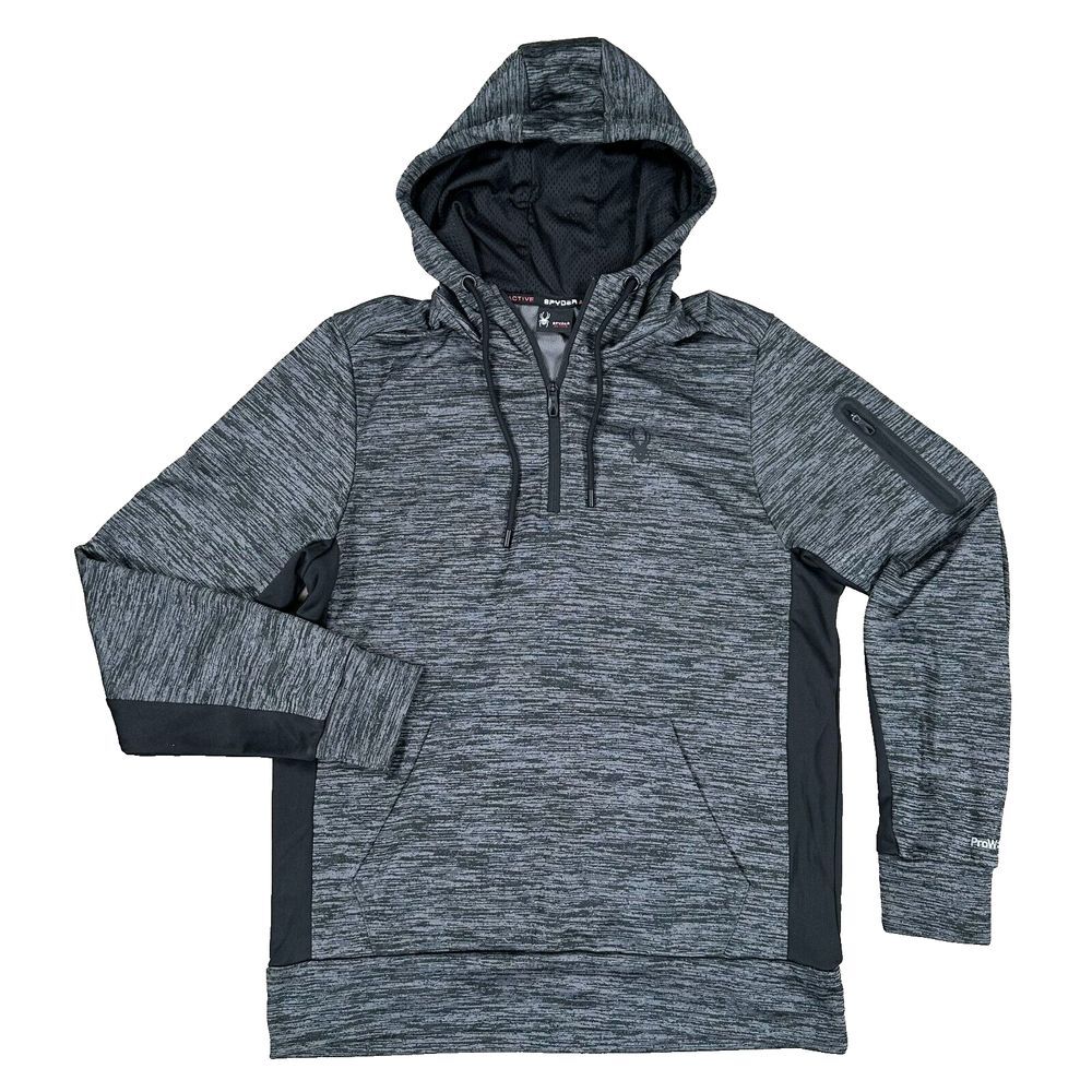 Spyder Mens Size‎ M Gray Heather Hoodie Sweatshirt ProWeb Activewear Long Sleeve
